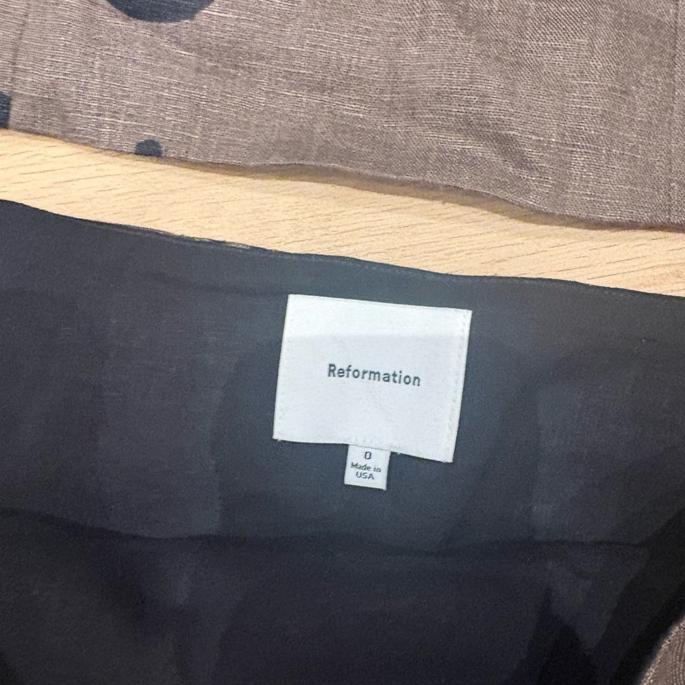 Reformation Avielle Black Floral Linen Halter Top & Mini Skirt Set - Picture 3 of 5